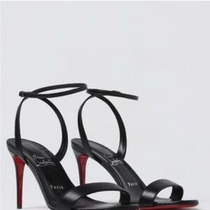 Christian Louboutin Black Heels with Strappy Design and Stiletto Heel